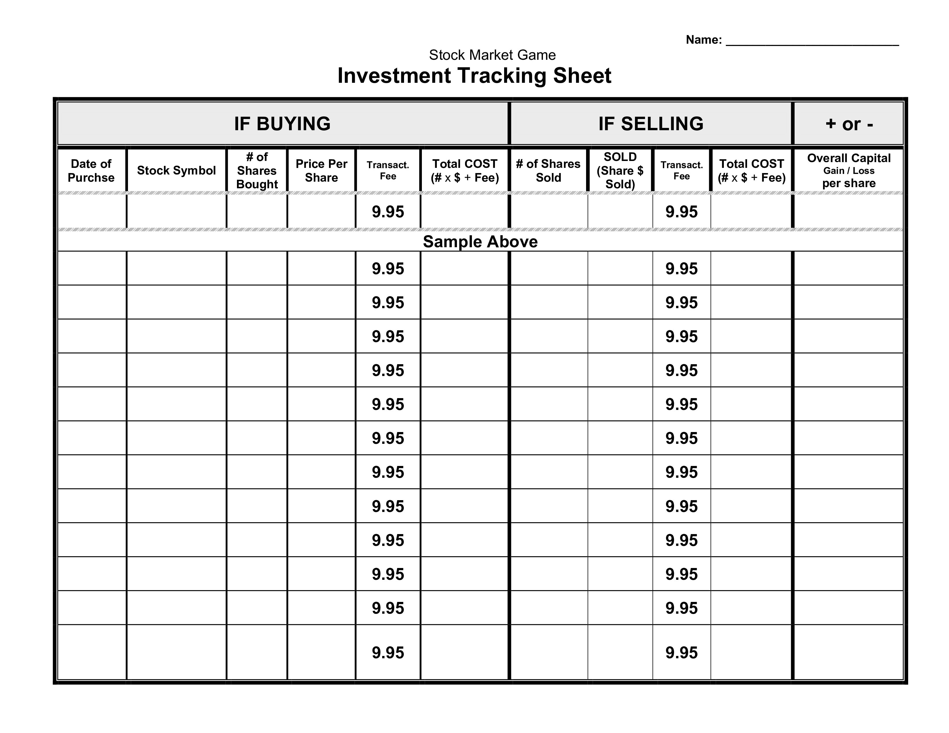 tracking sheet modèles