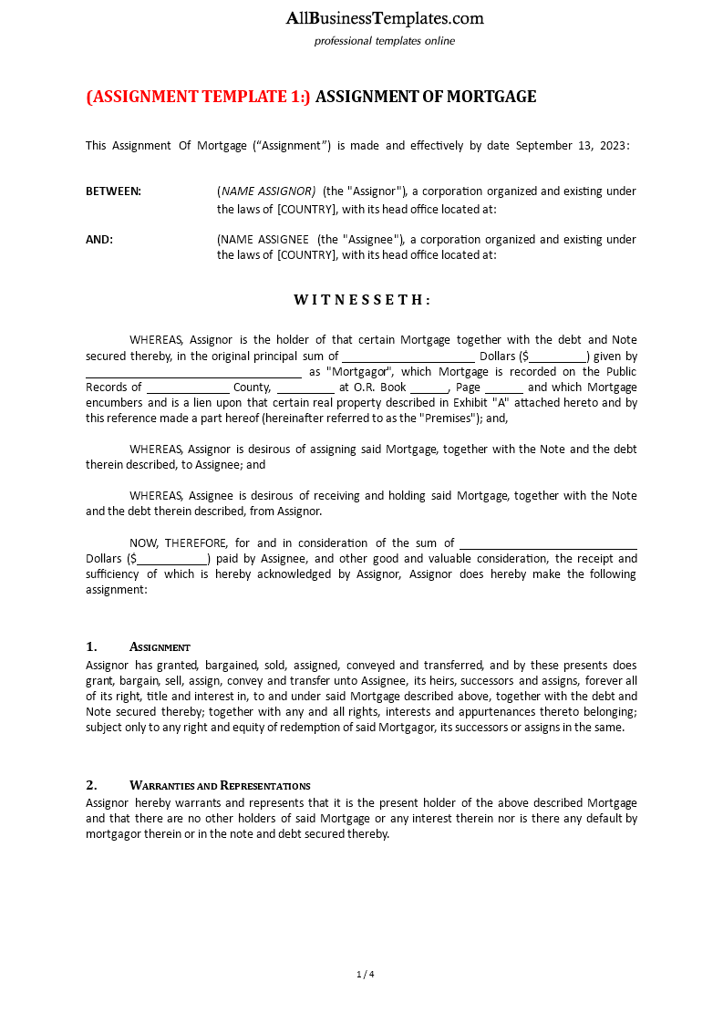 mortgage agreement template voorbeeld afbeelding 