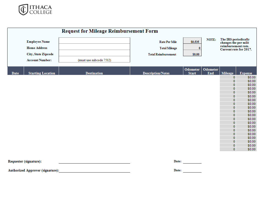 Reimbursement form Excel template main image