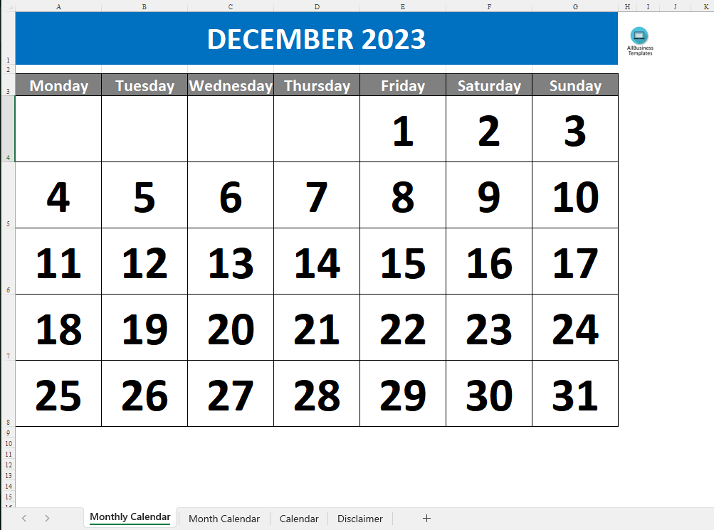December 2023 template 模板