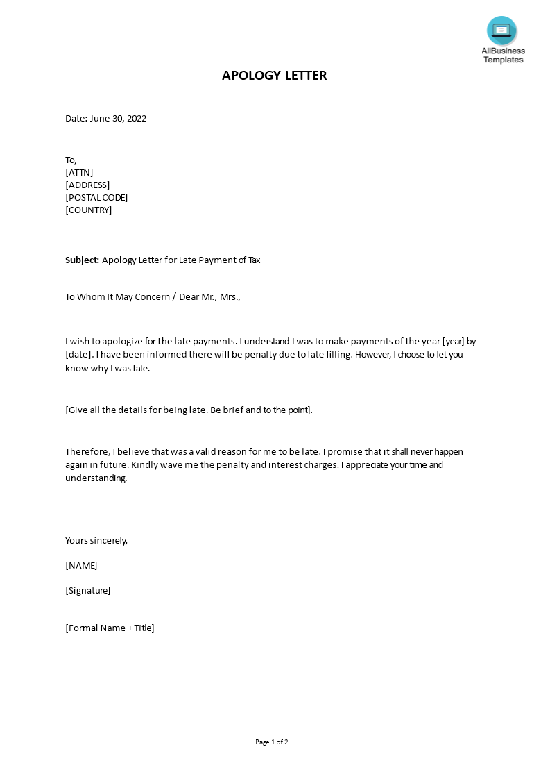 Sample Of Apology Letter from www.allbusinesstemplates.com