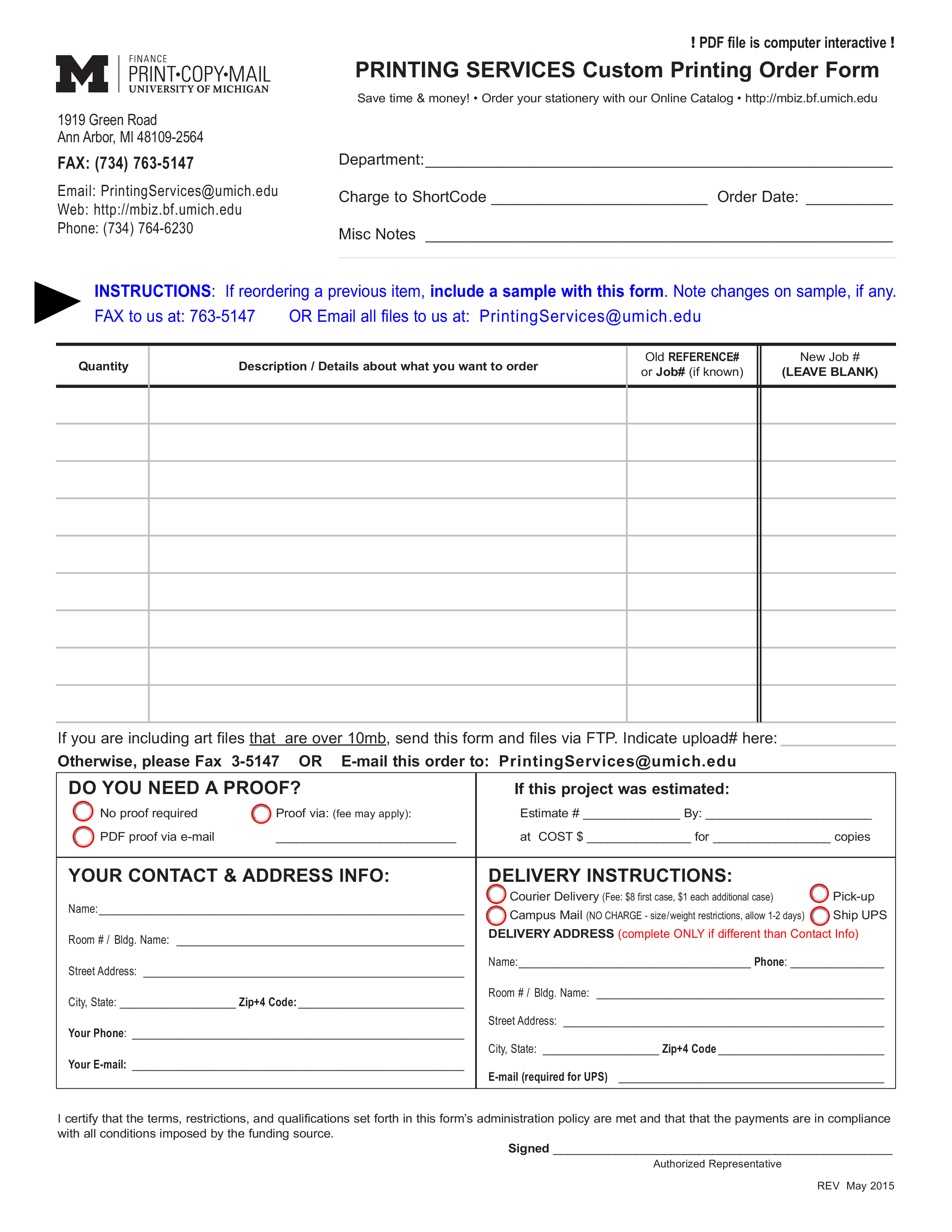 custom printing blank order form Hauptschablonenbild