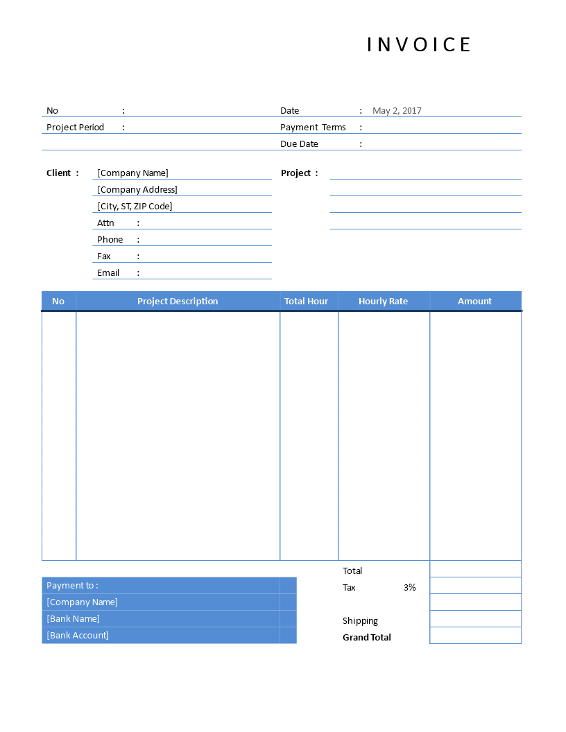 consultant invoice for hourly service Hauptschablonenbild