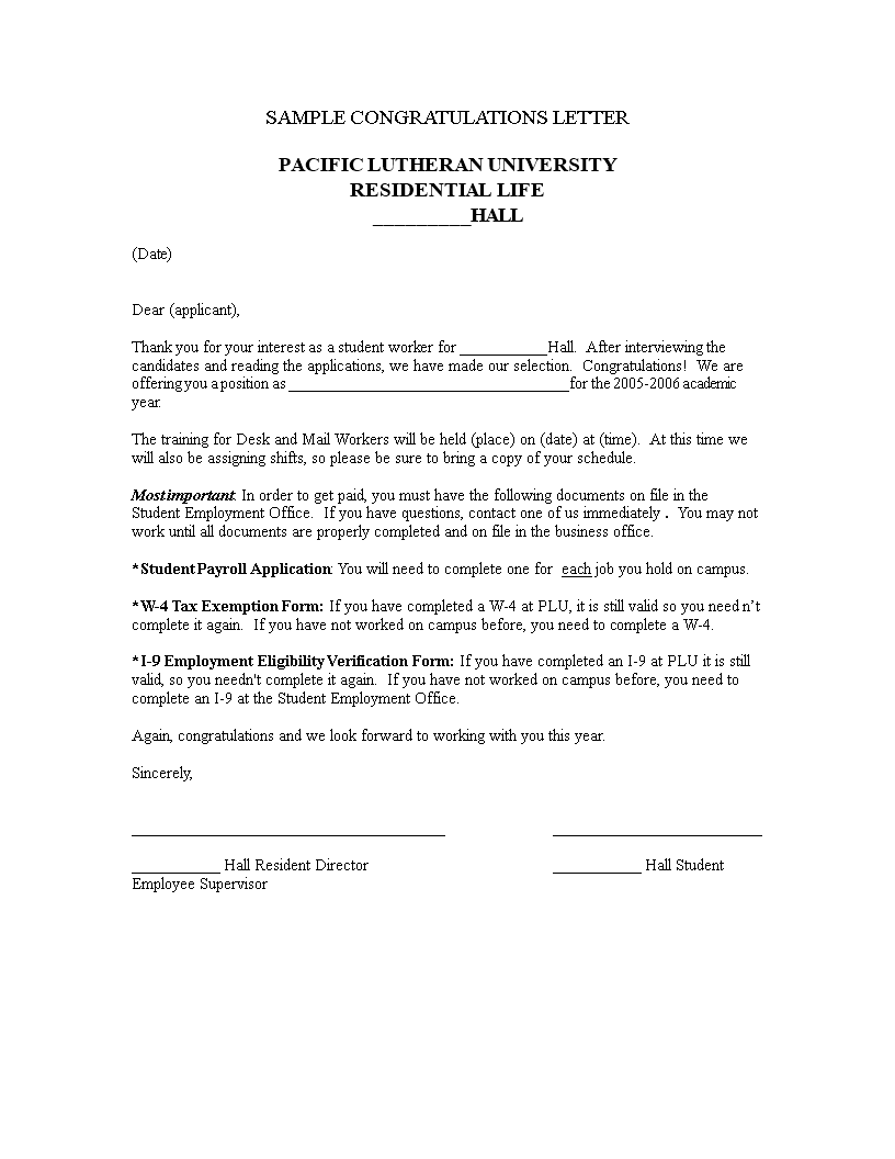 formal congratulation letter template