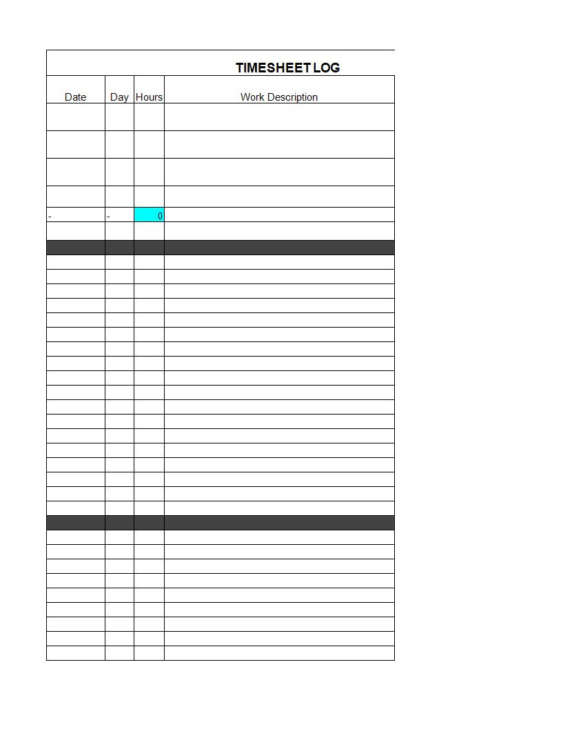 timesheet log excel template Hauptschablonenbild