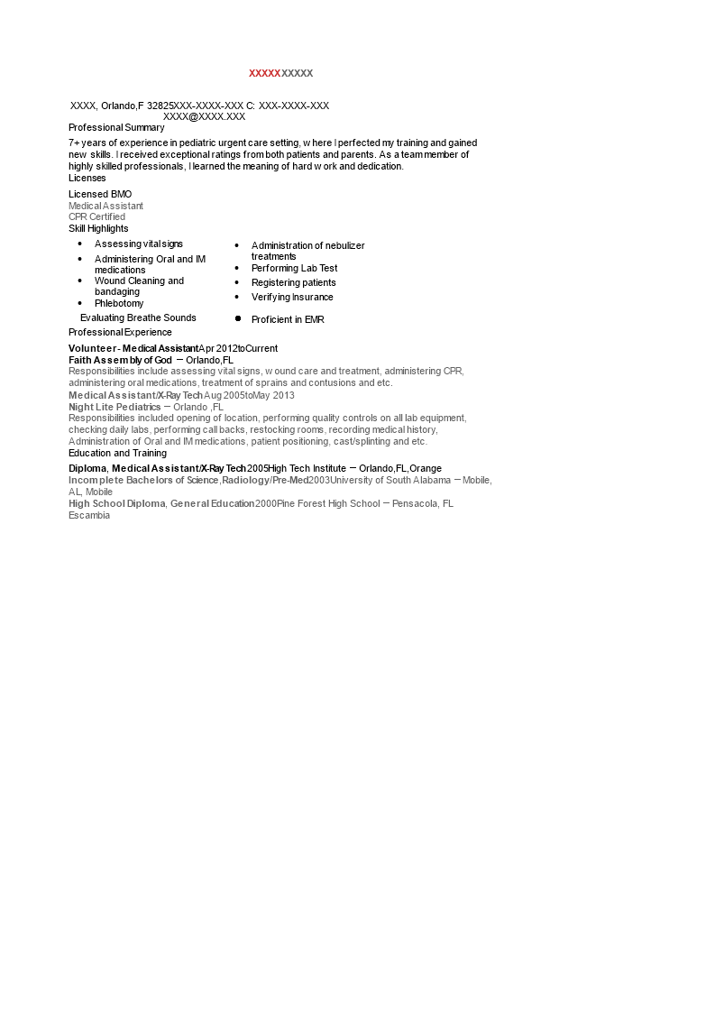 volunteer medical assistant resume template