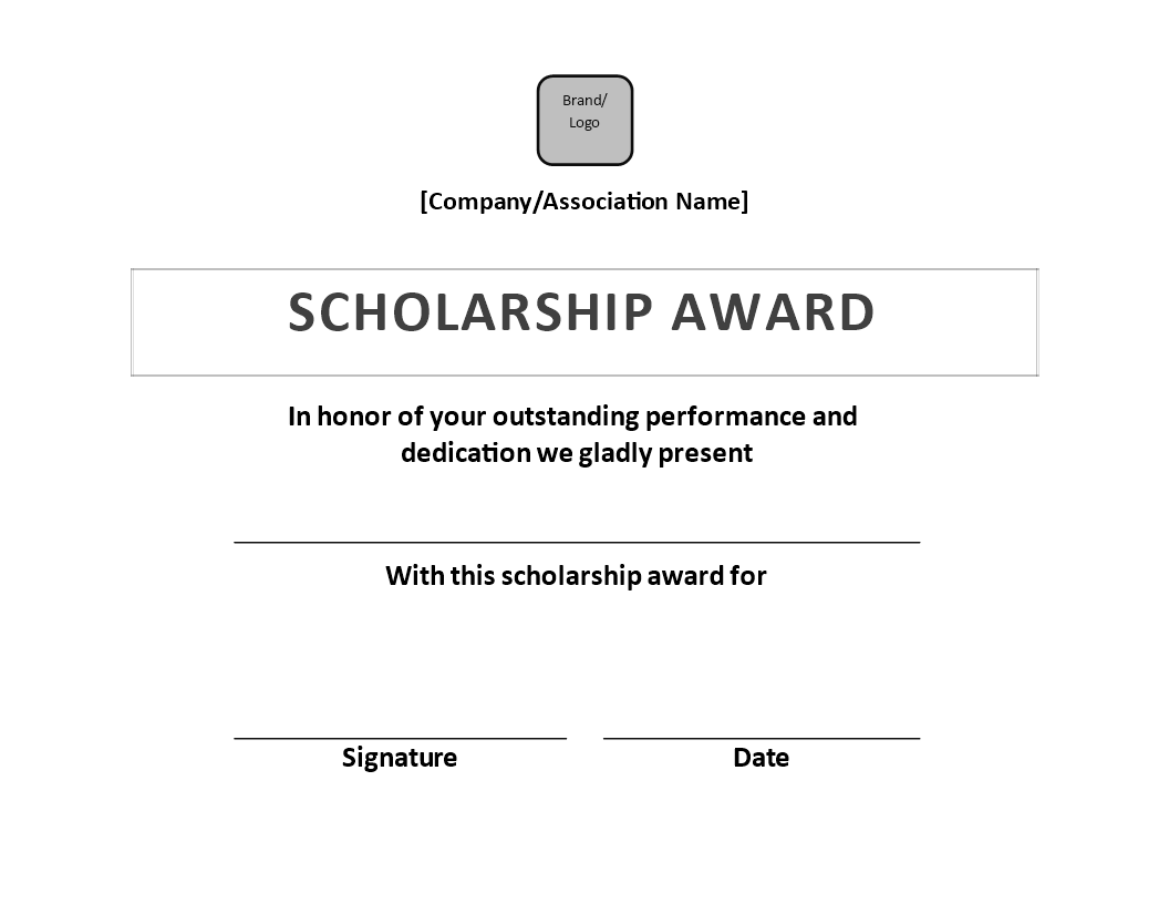 scholarship award certificate sample modèles