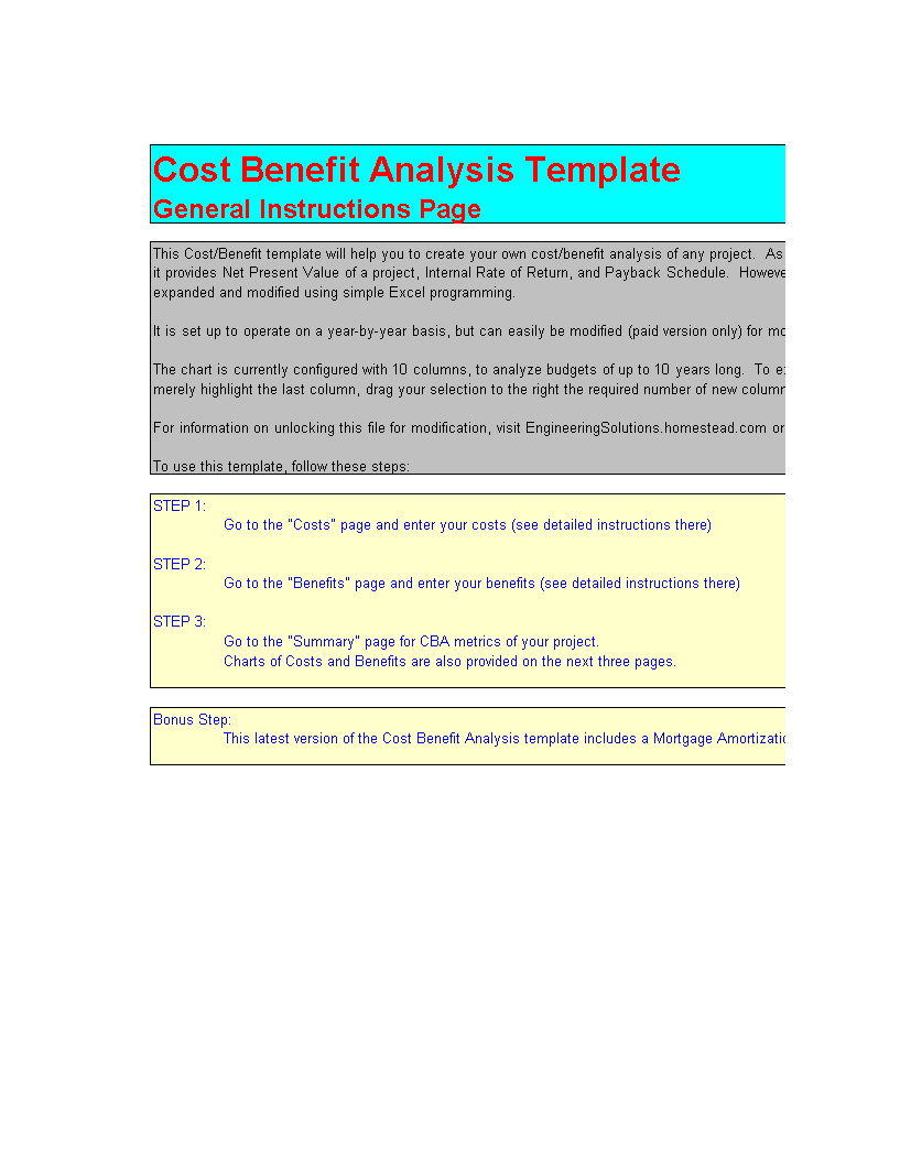 Cost-Benefit Analysis with Amortization Calculator 模板