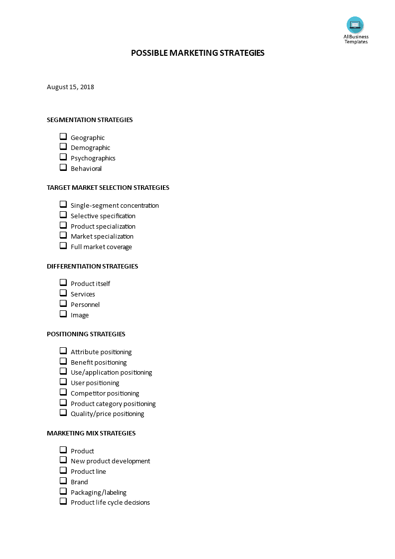 marketing strategies decision maker template