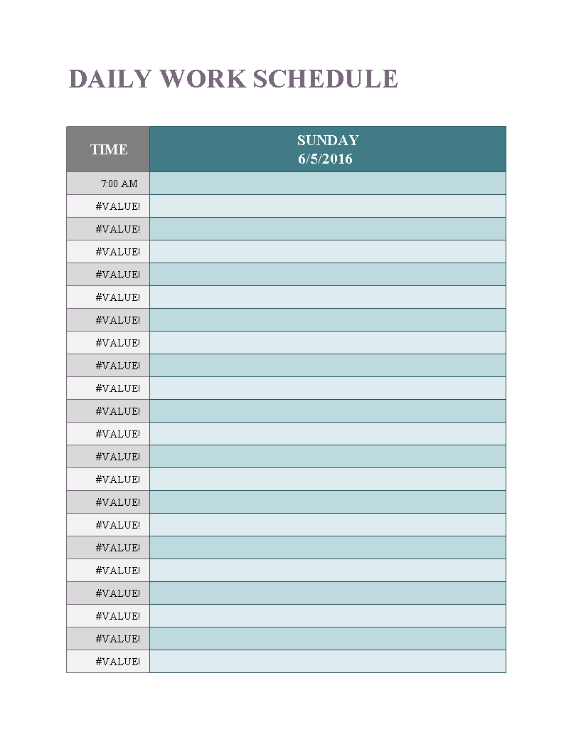 daily work agenda voorbeeld afbeelding 