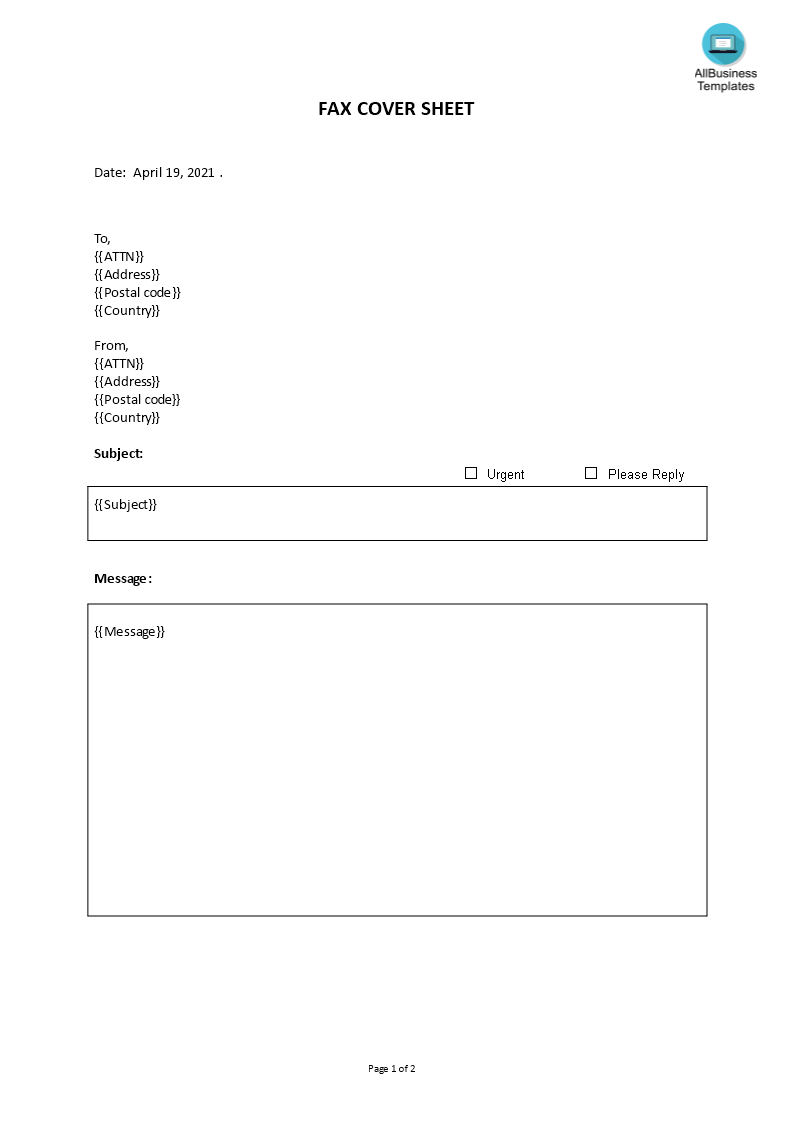 Kostenloses Fax Cover Sheet Template