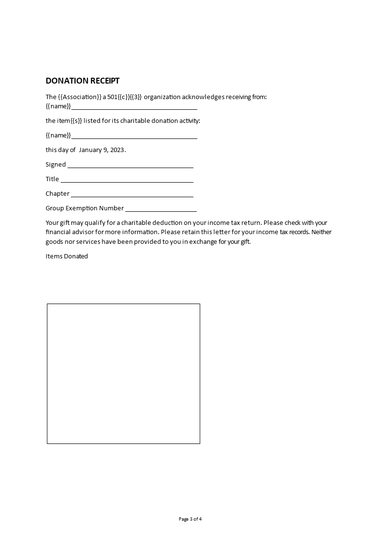 Donation Receipt Letter | Templates at allbusinesstemplates.com