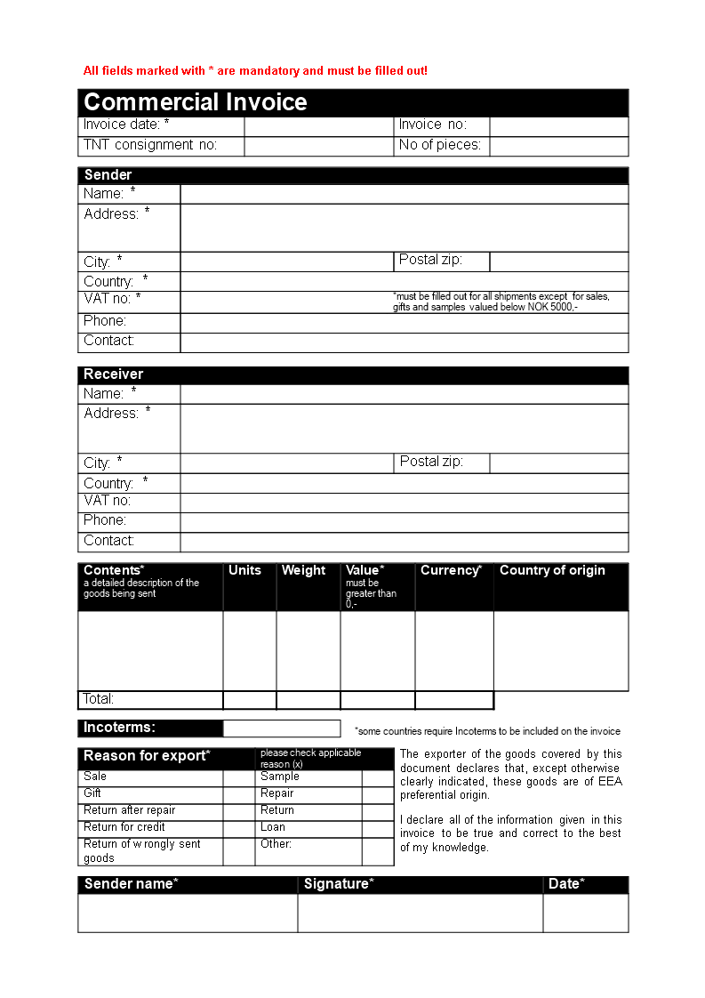 Kostenloses Commercial Invoice Word Regarding Invoice Template For Openoffice Free
