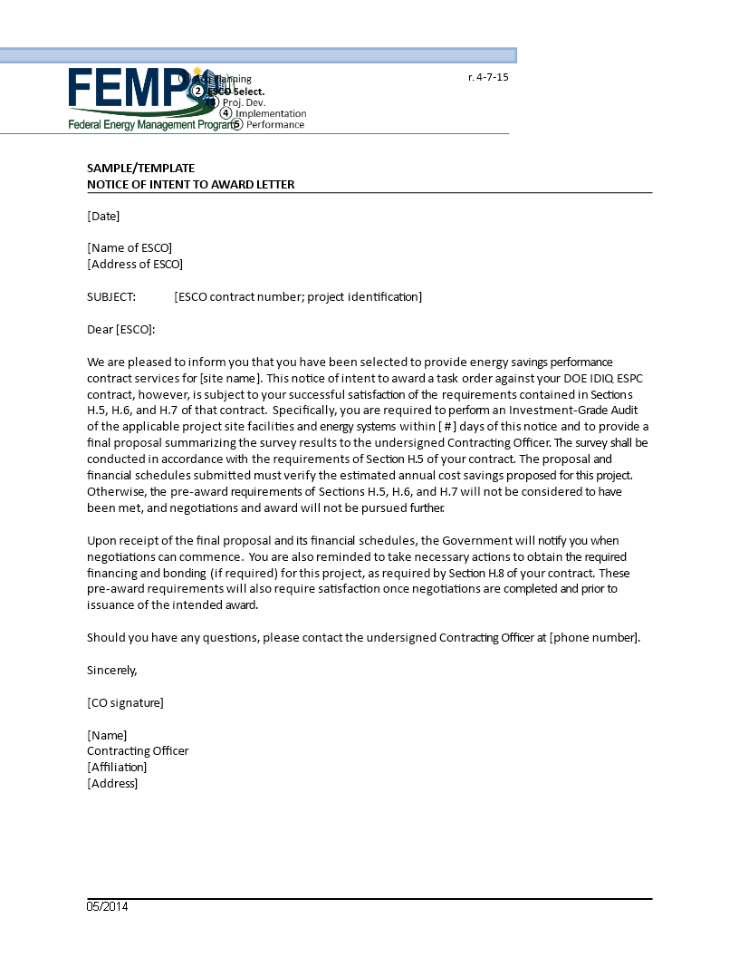 notice of intent letter template