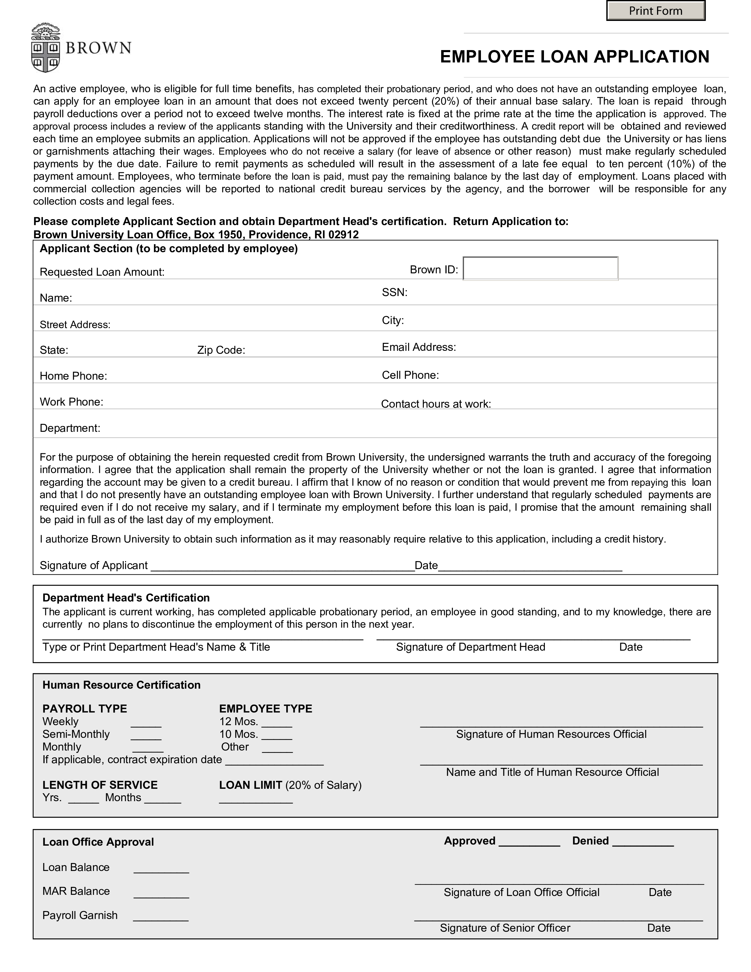 employee loan application template