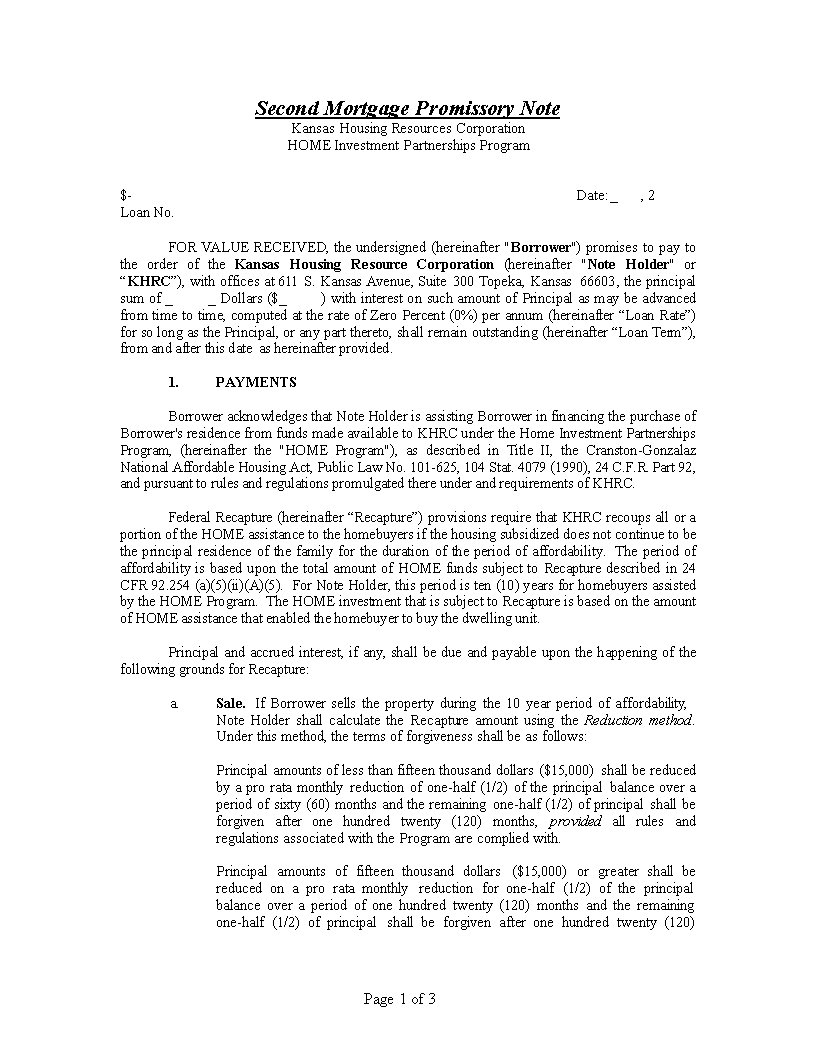 Mortgage Promissory Note main image