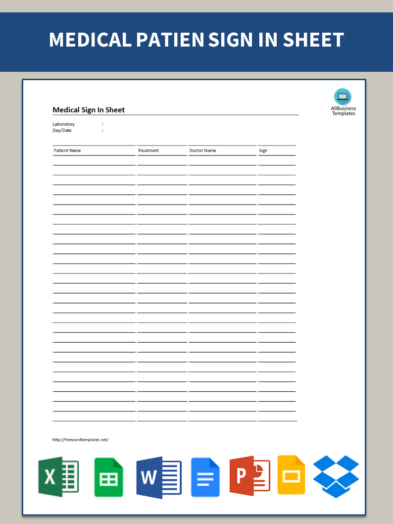 medical sign in sheet   3 columns template