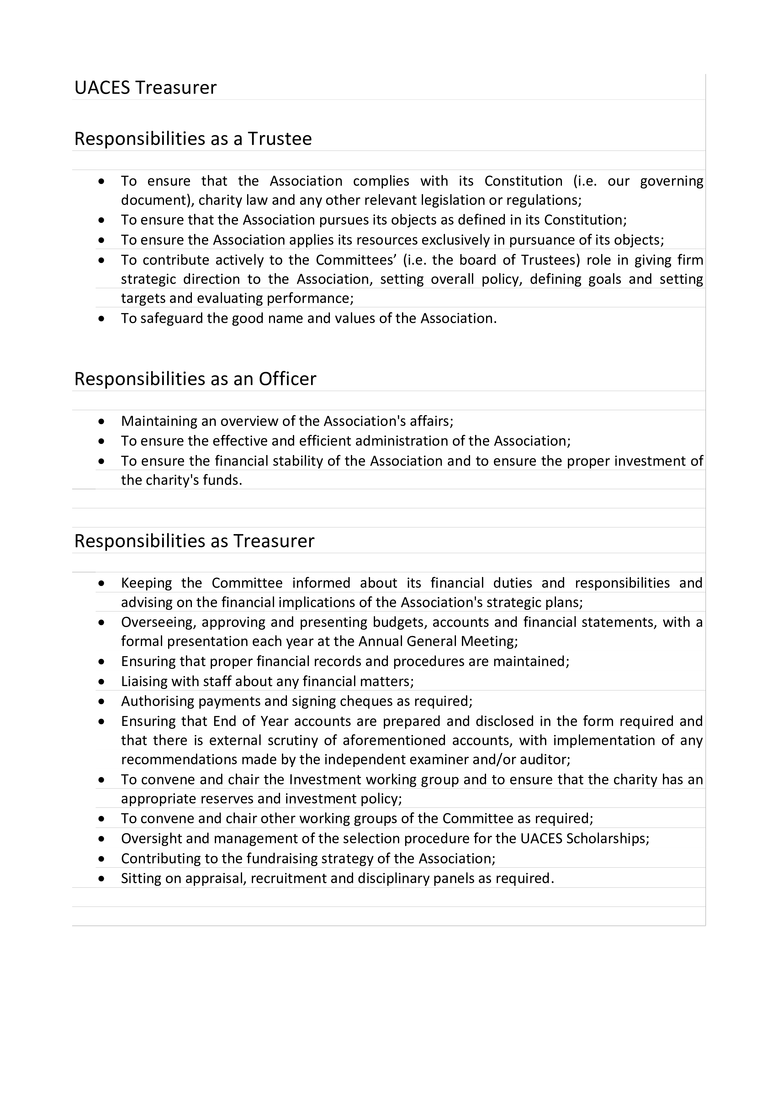 treasurer job description sample voorbeeld afbeelding 