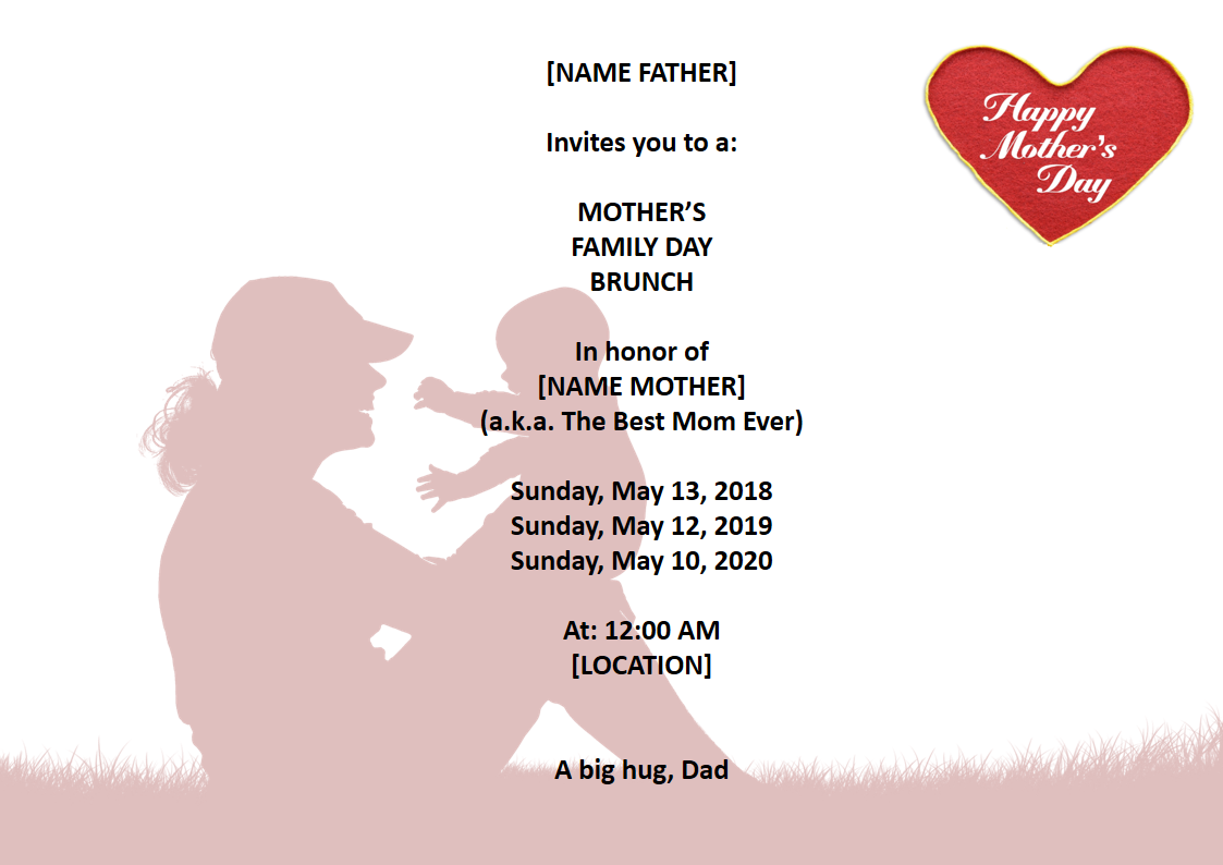 mother's day party invitation letter plantilla imagen principal