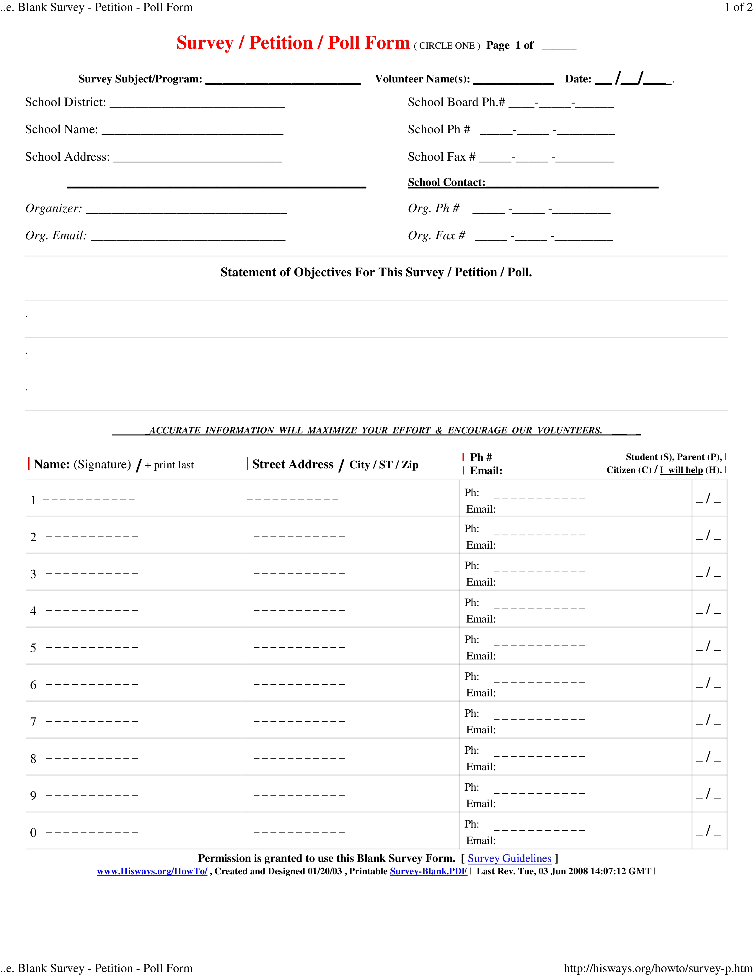 Printable Blank Survey 模板