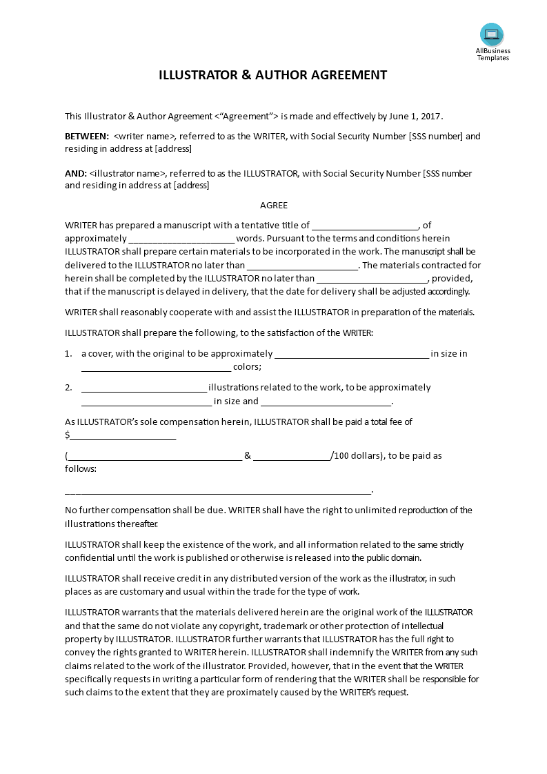 illustrator & author agreement template