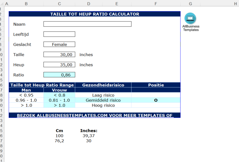 taille tot heup ratio calculator Hauptschablonenbild