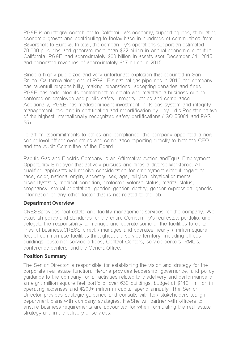 corporate real estate job description template