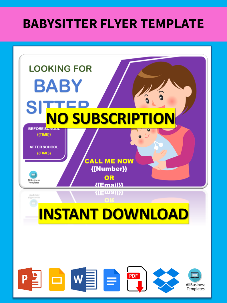 babysitter flyer template voorbeeld afbeelding 