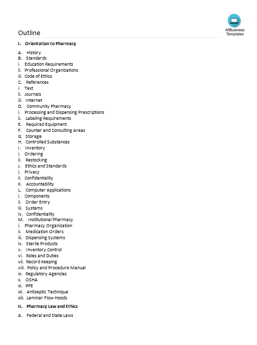 pharmacy technician course outline word Hauptschablonenbild