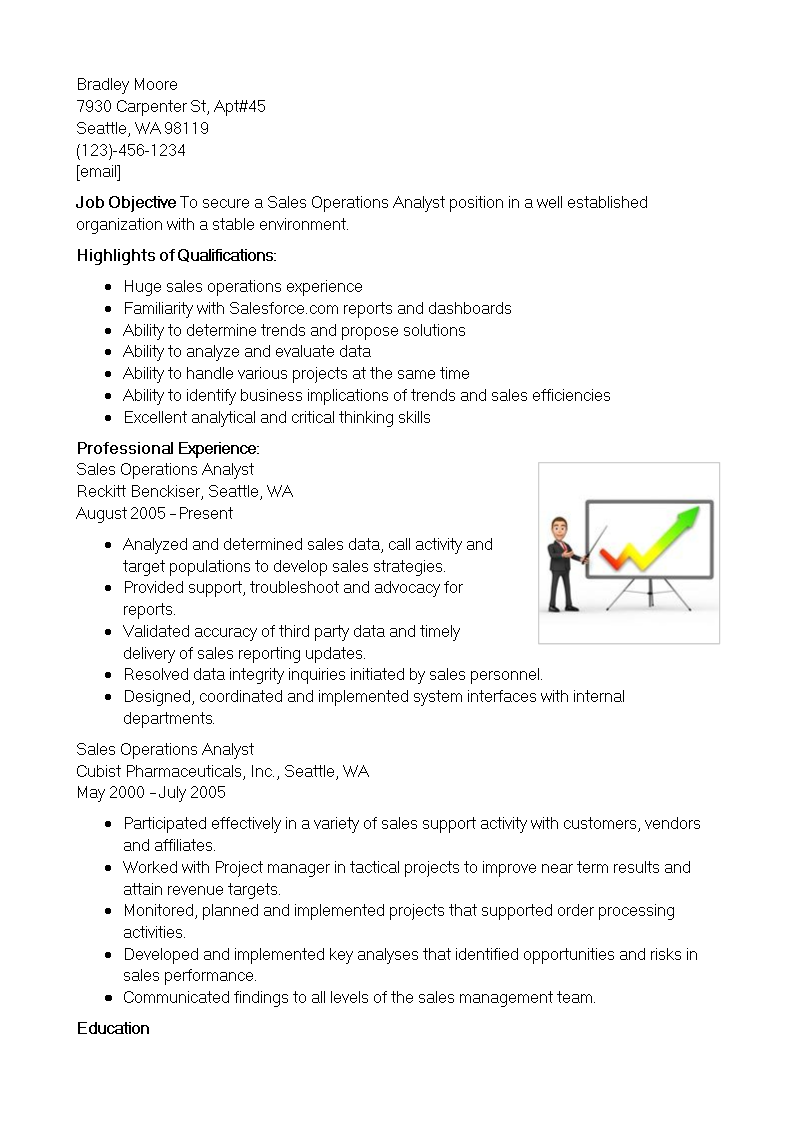 Sales Operations Analyst Resume 模板