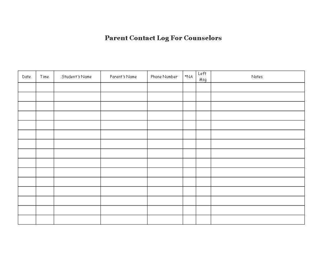 parent contact log for counselors Hauptschablonenbild