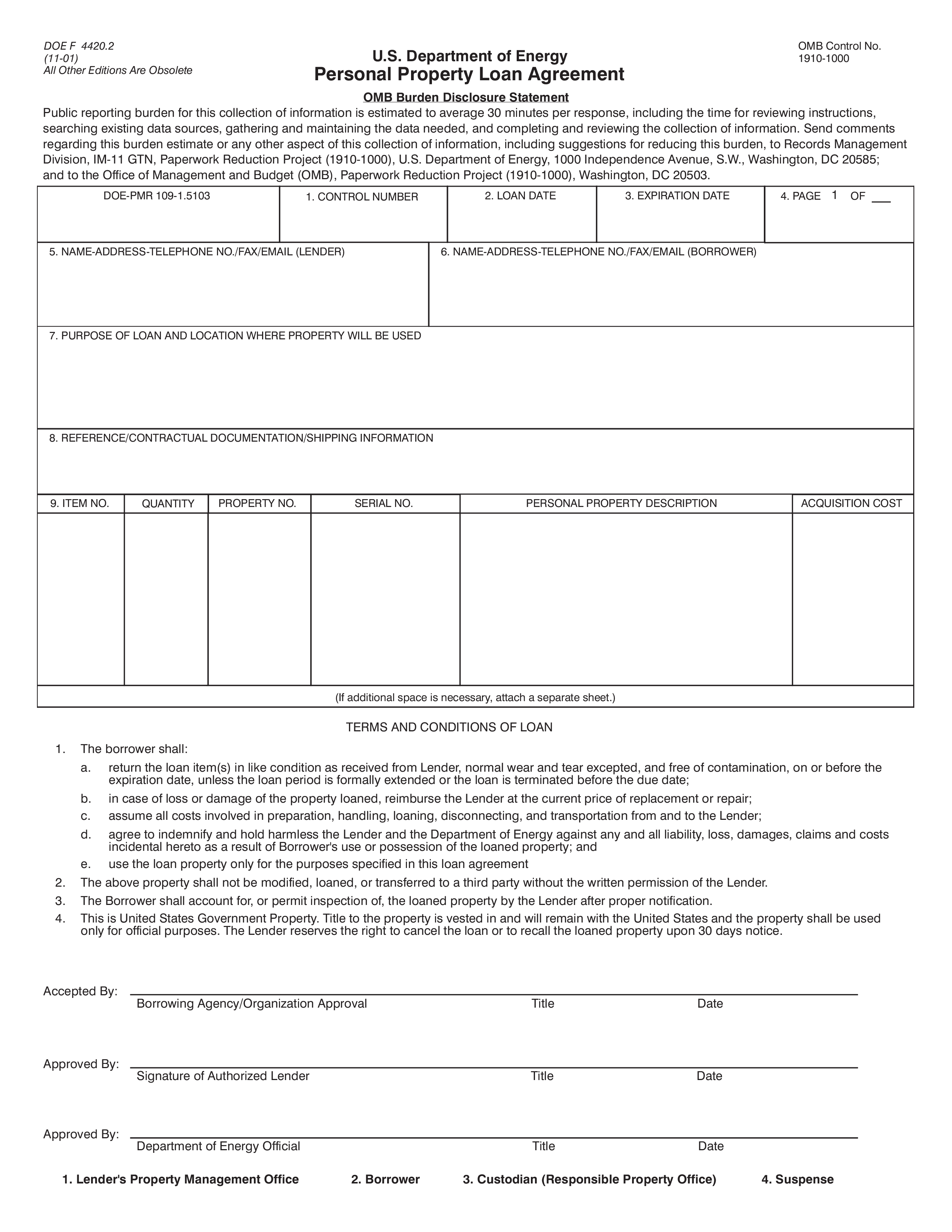 personal property loan agreement modèles