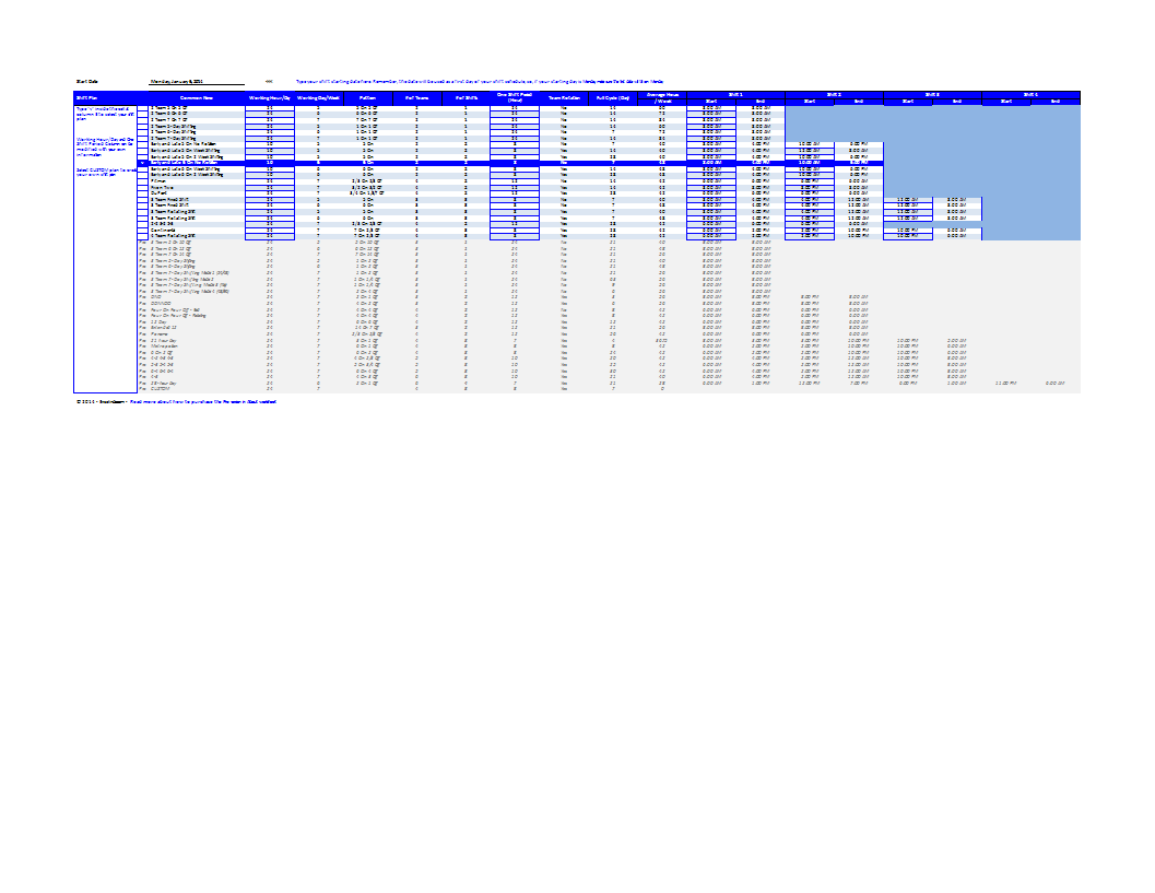 Dupont Schedule worksheet template main image