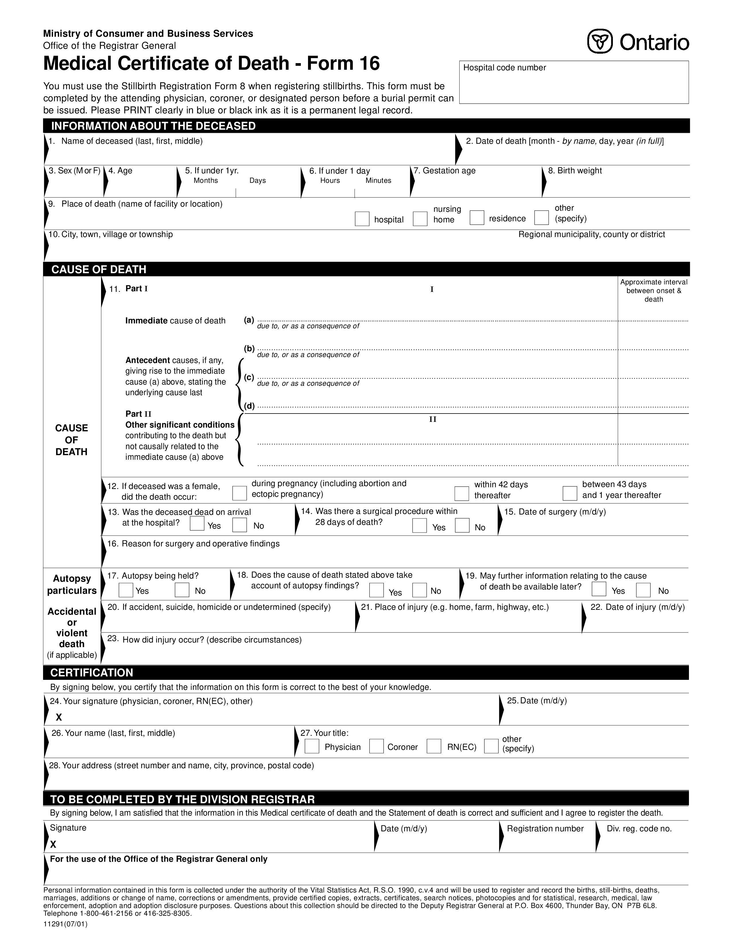 medical certificate of death modèles