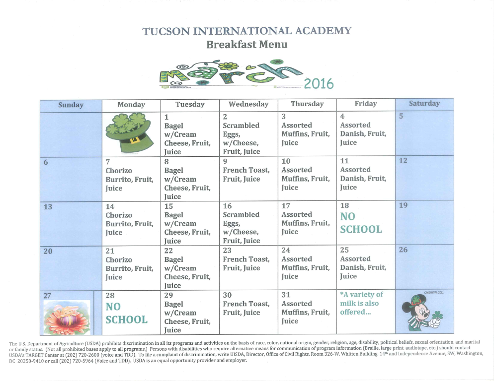 menu calendar plantilla imagen principal