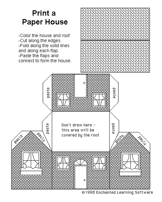 printable paper house template Hauptschablonenbild