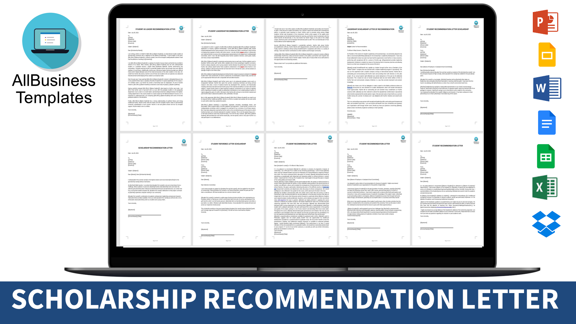 scholarship application recommendation letter modèles