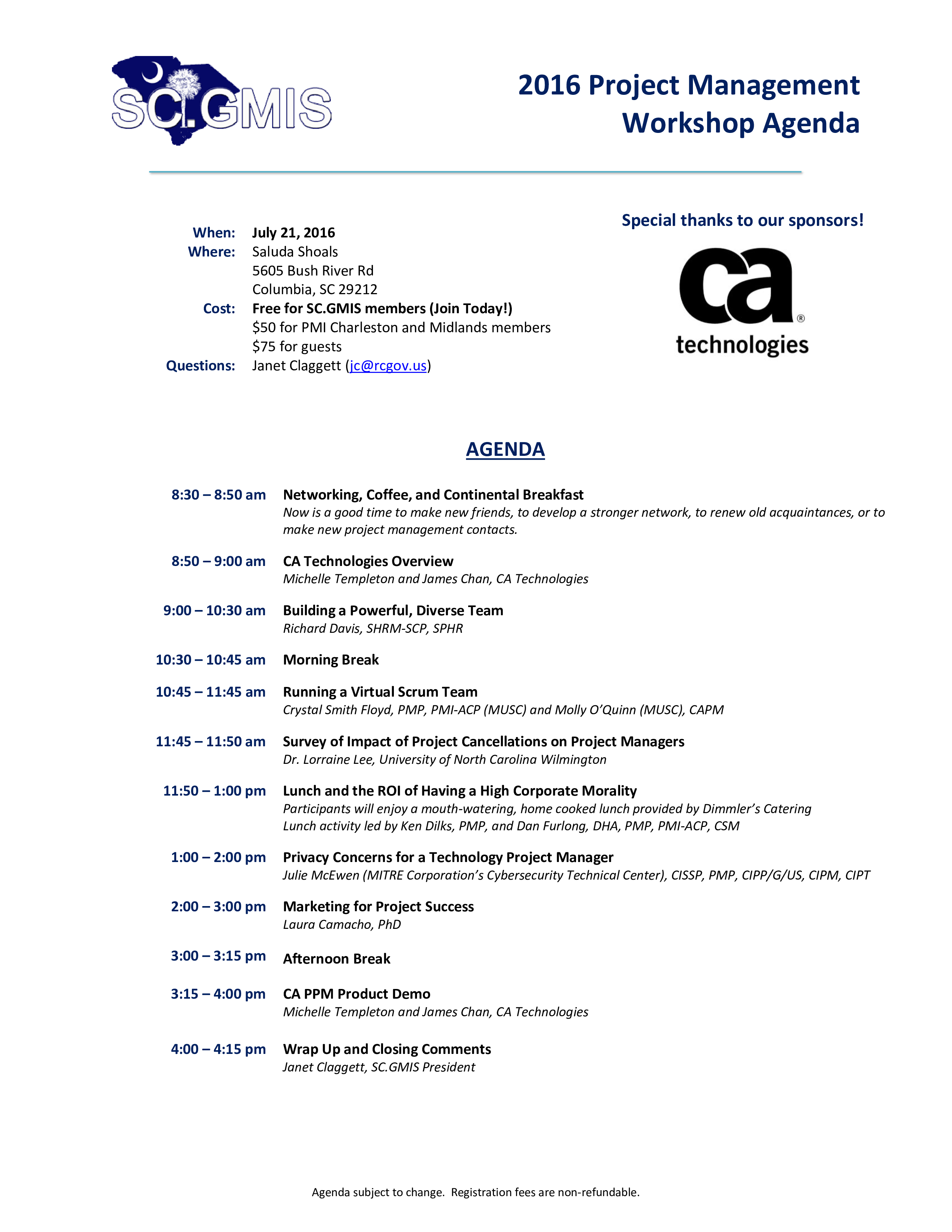 Project Management Workshop Agenda main image