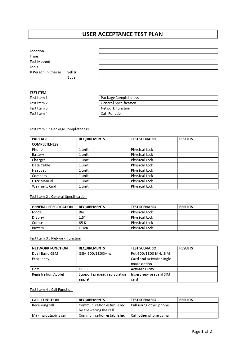Kostenloses Acceptance Test Plan template Throughout Acceptance Card Template