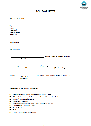 sick leave request template plantilla imagen principal