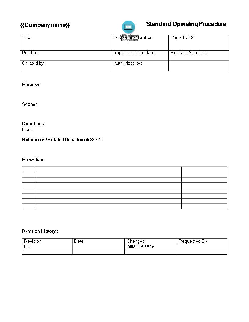 Standard Operating Procedure (SOP) Template | Templates at ...