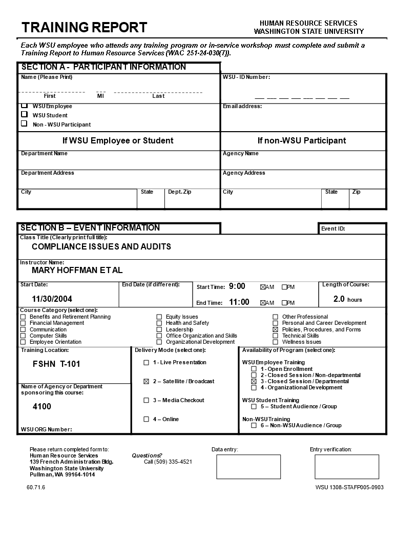 employee training template