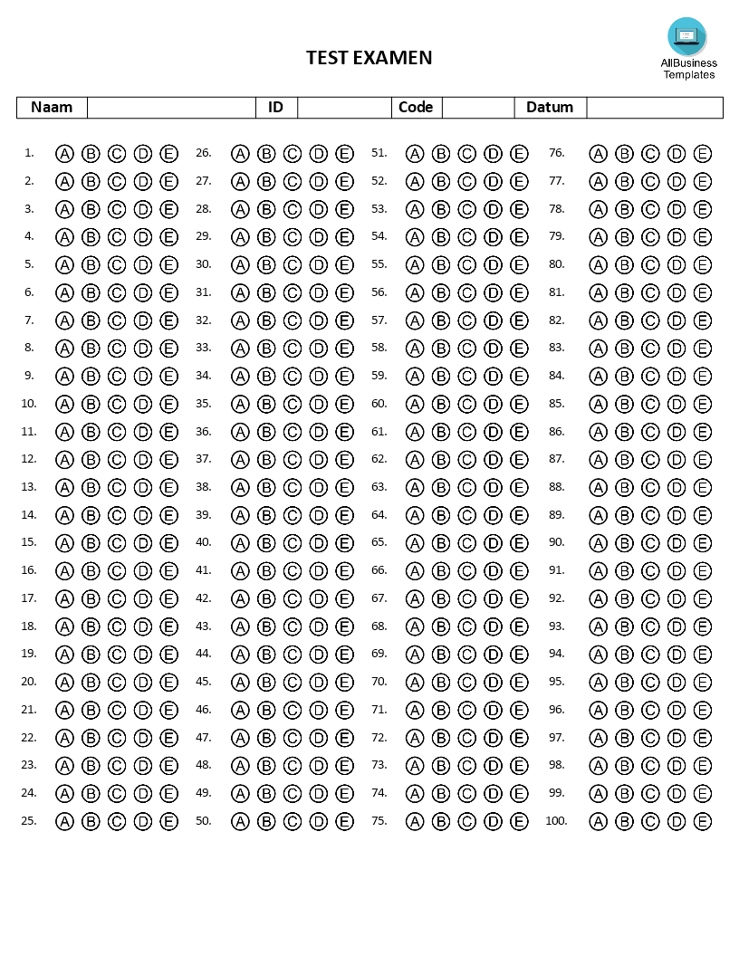 meerkeuzen examen template Hauptschablonenbild