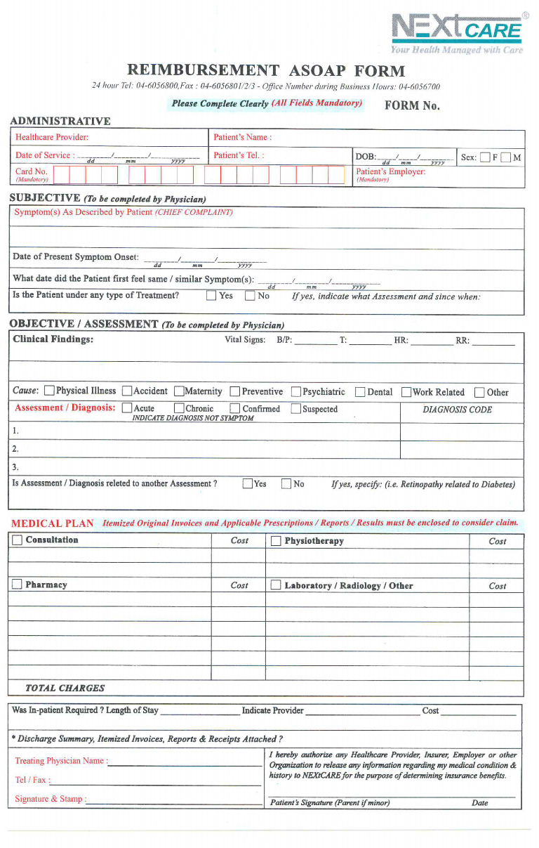 reimbursement form sample template