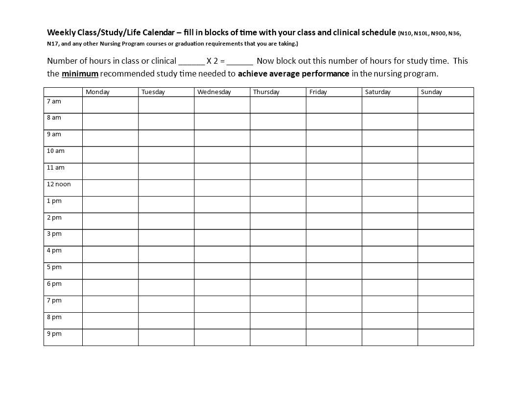 Blank Week Schedule Templates At Allbusinesstemplates