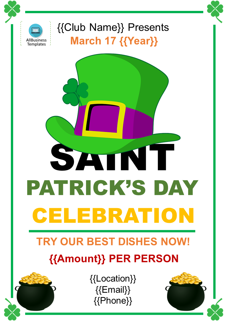 microsoft st patrick day flyer template free voorbeeld afbeelding 