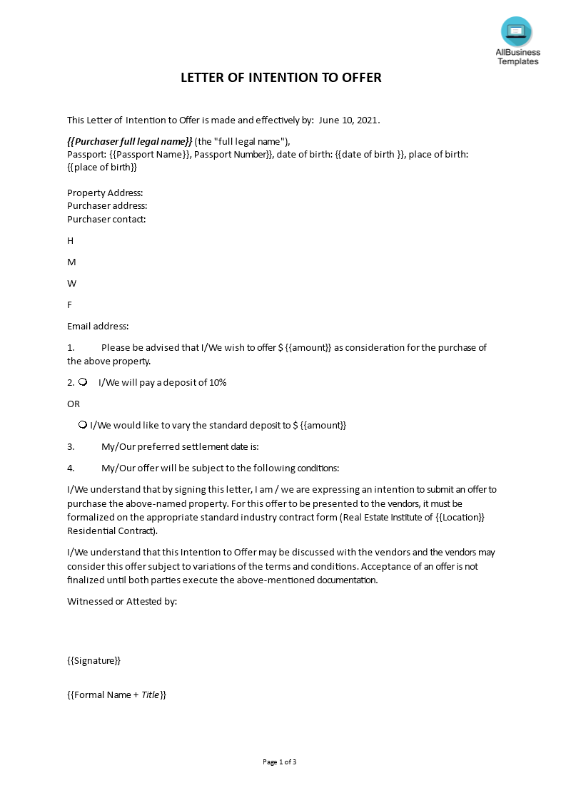 Kostenloses House Offer Letter With Real Estate Offer Letter Template