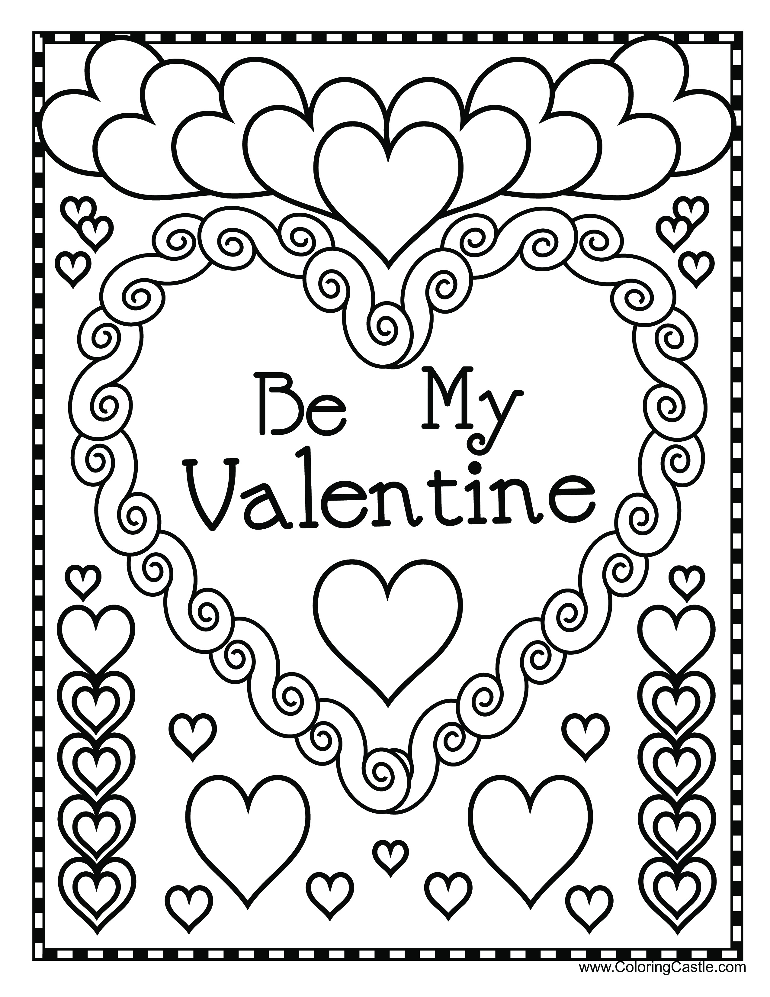 Printable Valentine's Day Colouring Page 模板