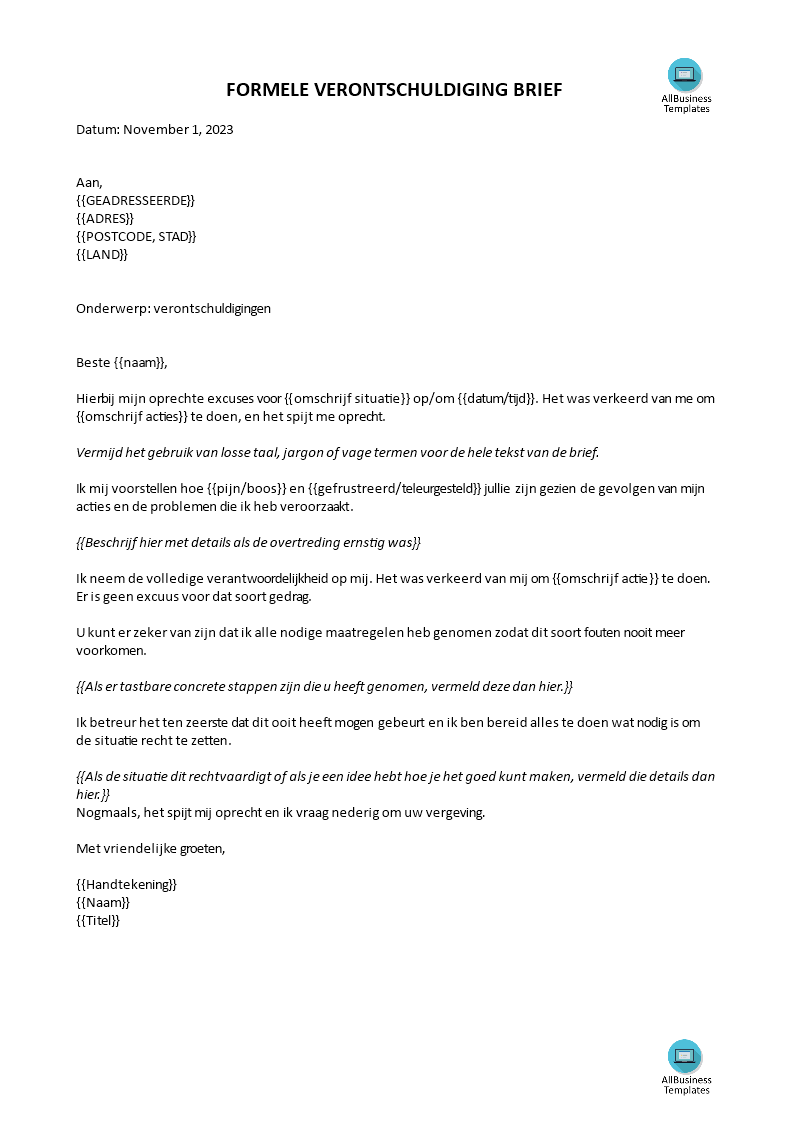 formal apology letter with corrective actions template
