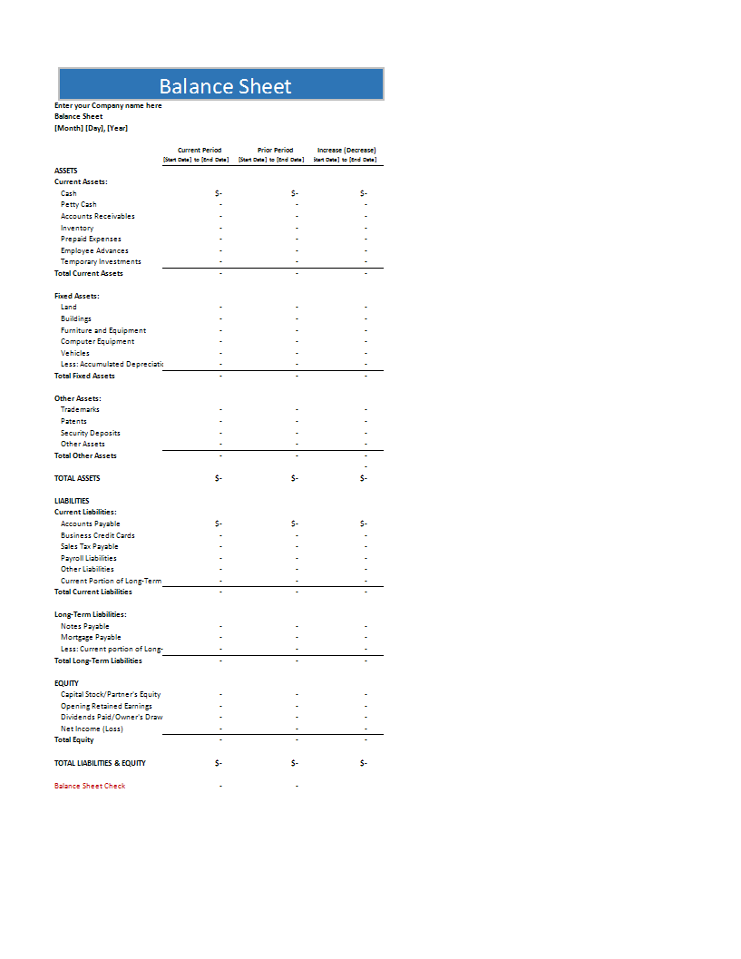 balance statement of financial position template edit modèles